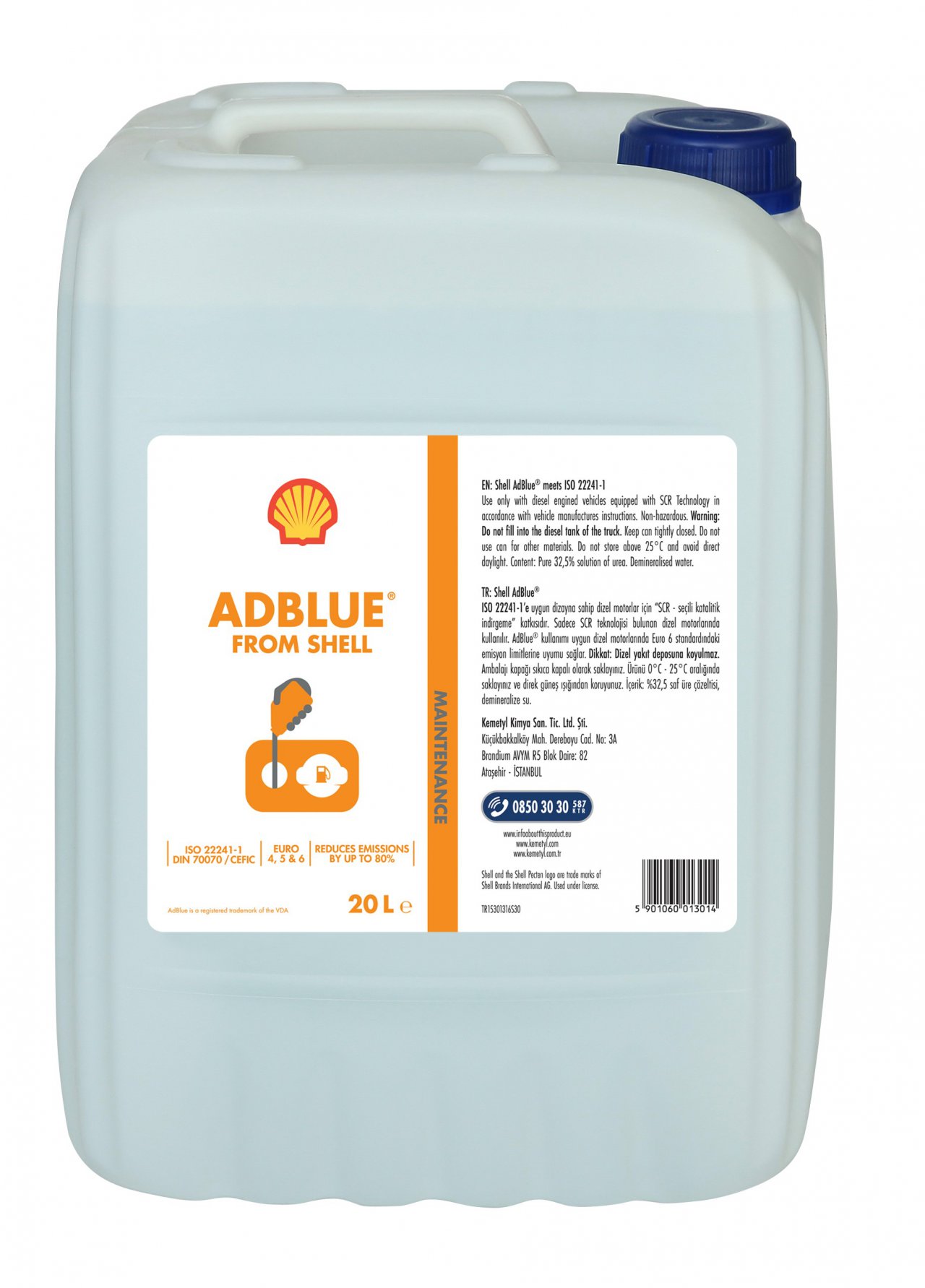 Shell Adblue 20L Avec Außgießer Solution D'Urée Diesel pour Audi